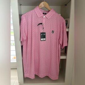 Footjoy All over Floral Rose/white Golf Performance Polo Shirt Large